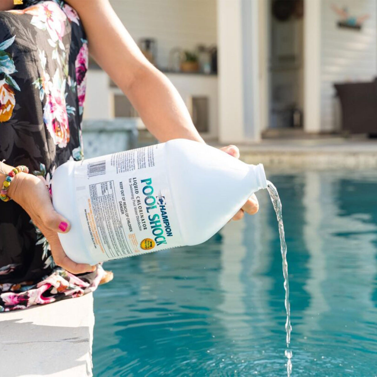 Champion 2-Pack Pool Shock, 12.5 Liquid Chlorinator for Swimming Pools, 1 Gallon Each - Fast-Acting Sodium Hypochlorite Sanitizer, Ready to Use, Non-Staining, Non-Scaling, Commercial Grade