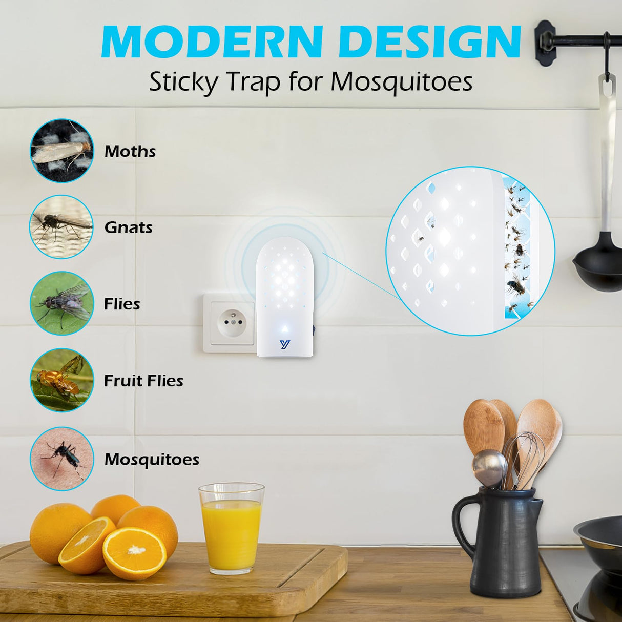 Electronic Flying Insect Trap 2 Pack Plug in Flea Mosquito Fly Catcher Gnat Moth Bug Killer with Night Light UV Attractant and Sticky Boards for Home Office Garage