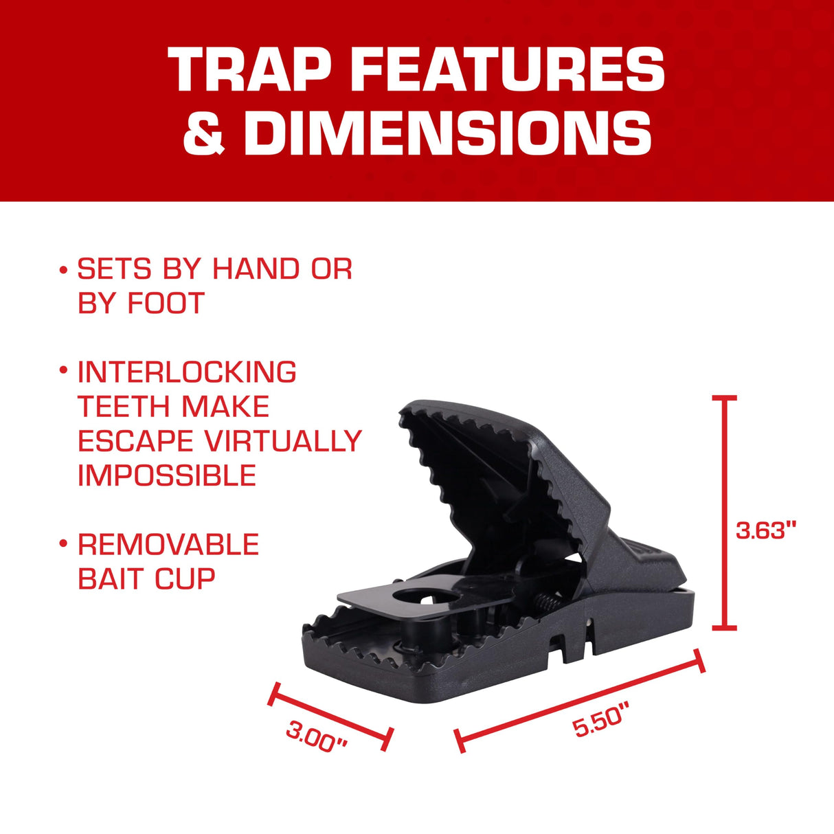 Tomcat Rat Snap Trap, for Home and Farm Use, Kills Rats, Removable Bait Cup, Easy-Set Features, 4-Pack