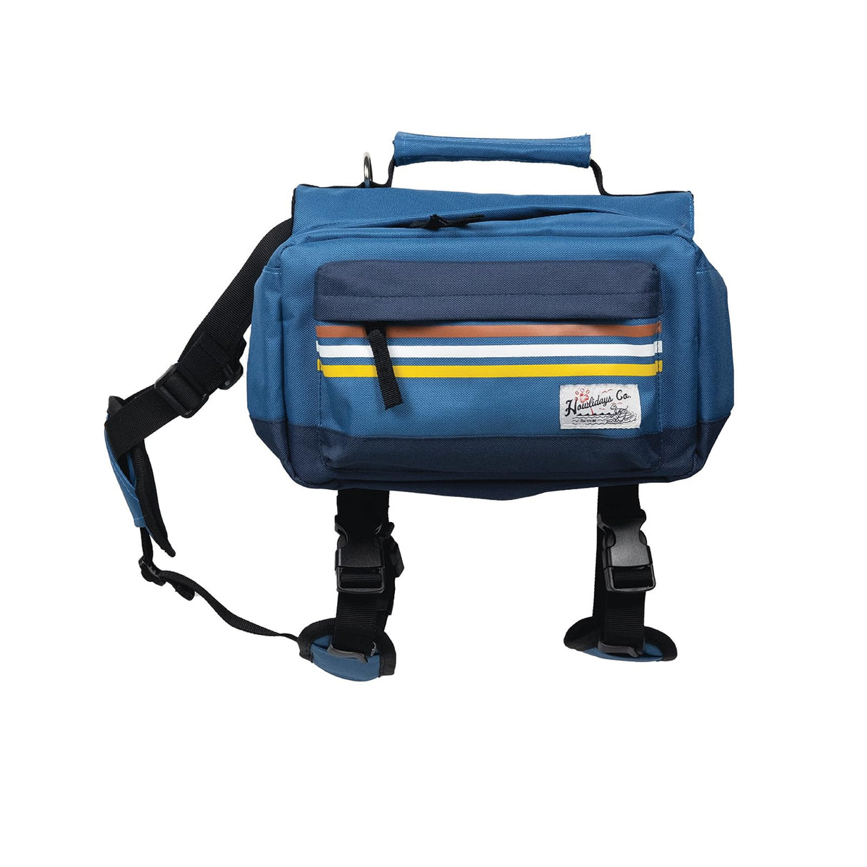 HOWLIDAYS CO. Dog Backpack Harness for Medium & Large Breeds Dogs – Dog Hiking Saddle Bag with Handle & Large Side Pockets for Camping & Day Trips