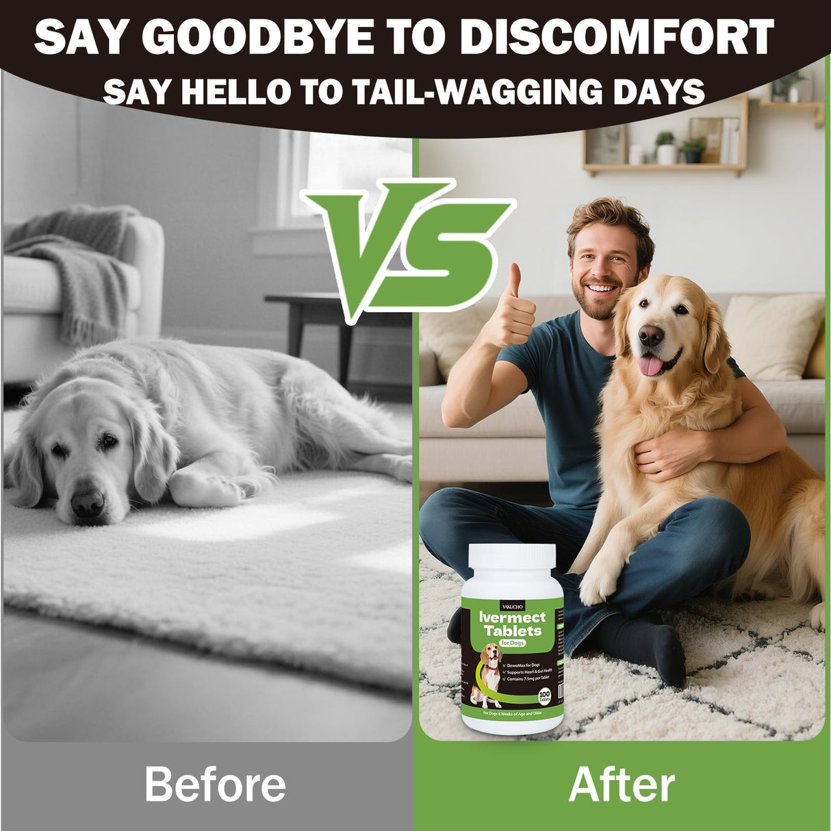 lvermect Tablets for Dogs, 99% Purity for Gut Health Detox, Promotes Immune & Digestive Support - 7.5mg(100 Tablets)