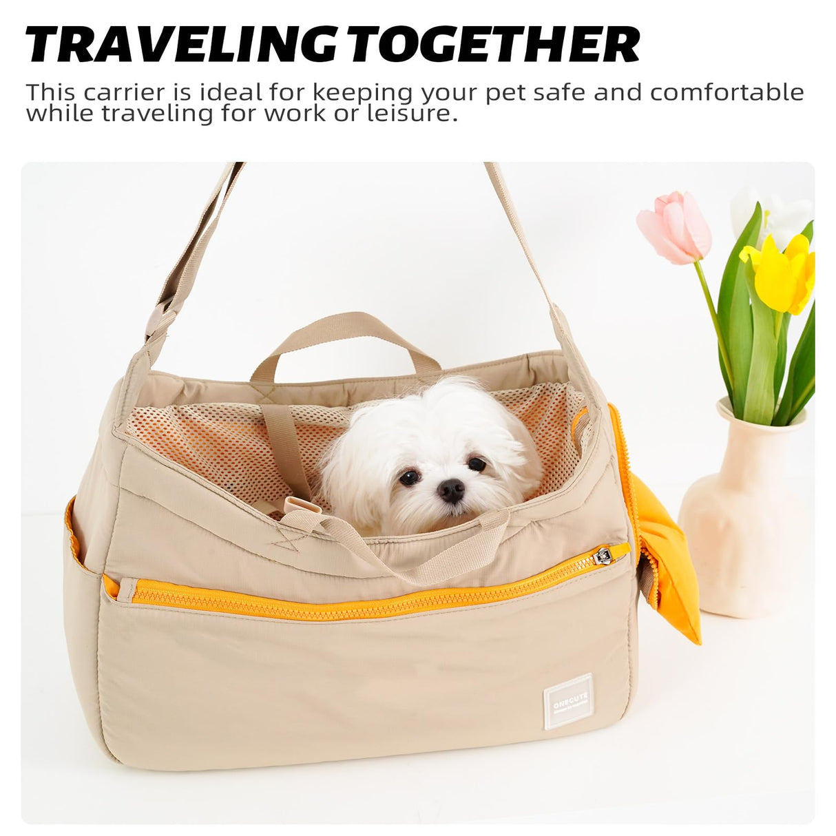 ONECUTE Soft and Comfortable Pet Carrier and Business Backpack with Strong Support - Ideal for Business, Travel, and Outings with Small Dogs and Cats (Kahki,15.7" L x 5.5" W x 9.8" H,up to 16lbs