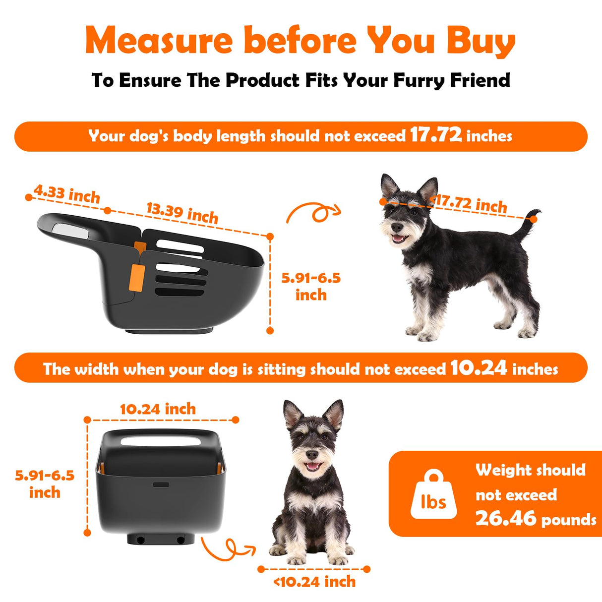 DAISTERN Dog Bike Basket for 26 lbs, Pet Bike Carrier with Integrated Sturdy Seat, Waterproof Scratch-Resistant Nylon Cushion, Adjustable Straps & Rustproof Metal Frame for Small/Medium Dogs, Black