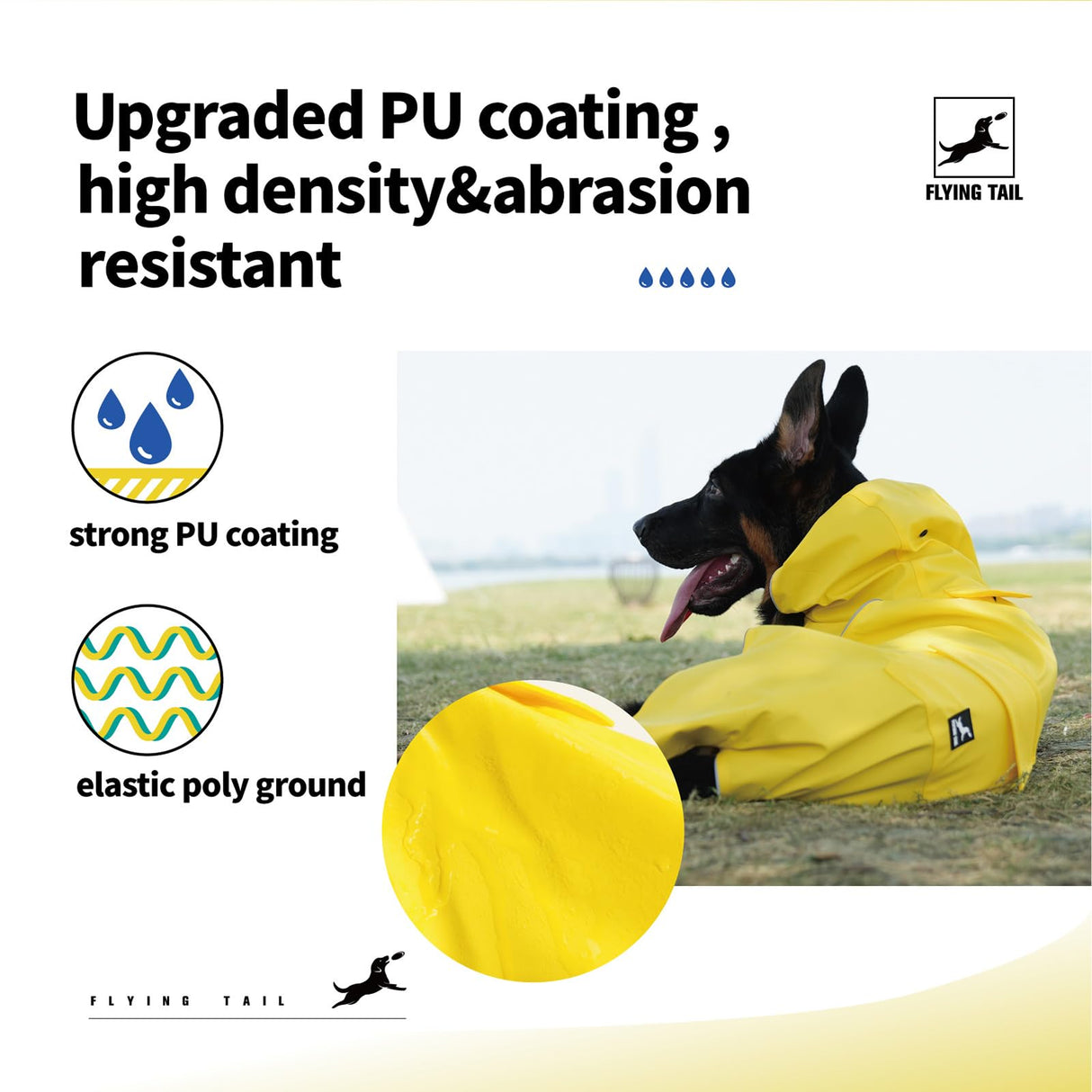 Dog Raincoat Waterproof Reflective Jacket – Lightweight Hooded Poncho with Adjustable Belly Strap & Leash Hole – Rain Slicker Coat for 2XSmall-5XLarge Dogs – Easy to Wear (Yellow X-Small)