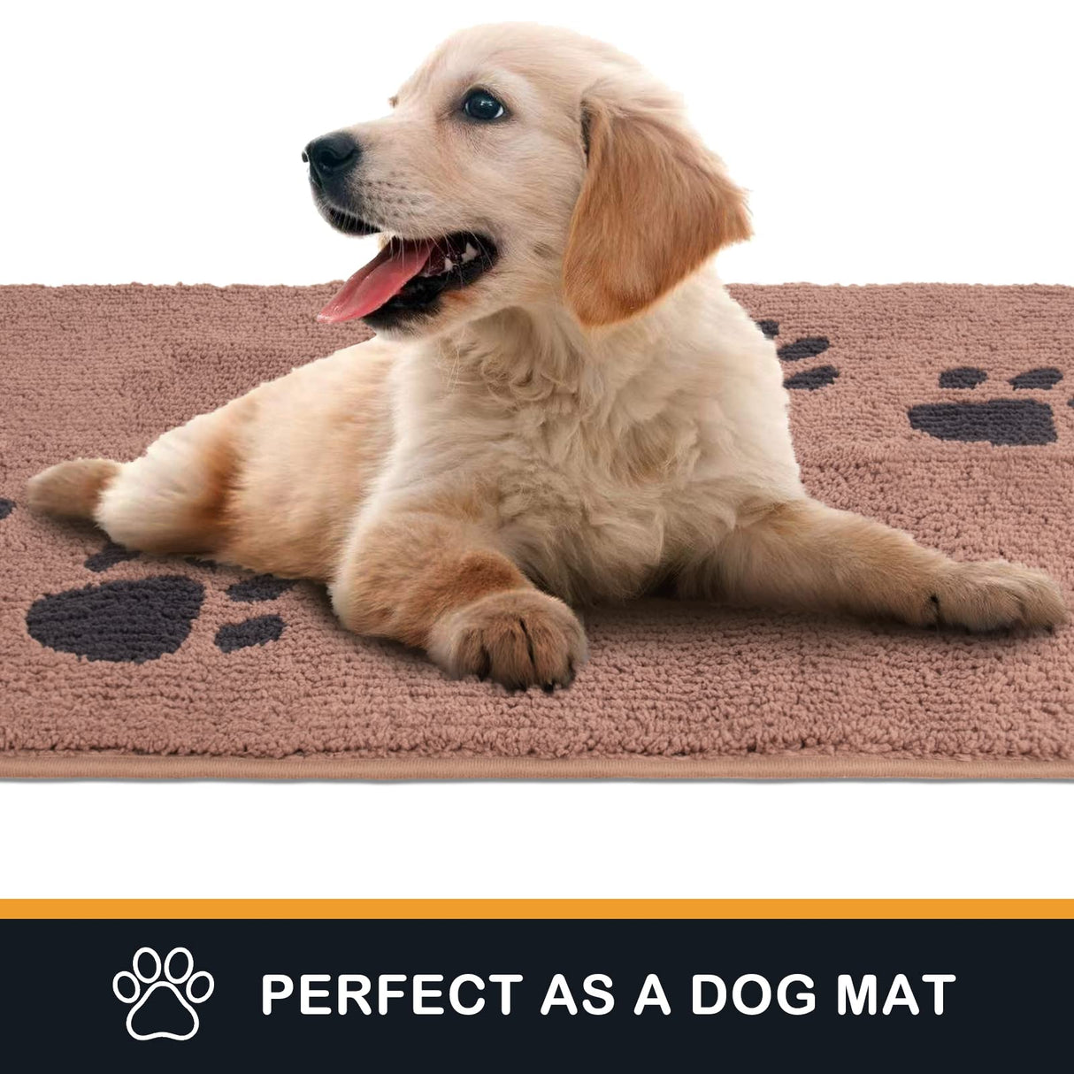 PURRUGS Dirt Trapping Door Mat 34" x 59", Non-Skid/Slip Machine Washable Microfiber Entrance Rug, Shoes Scraper, Dog Doormat, Super Absorbent Floor Mat for Muddy Wet Shoes and Paws, Light Brown