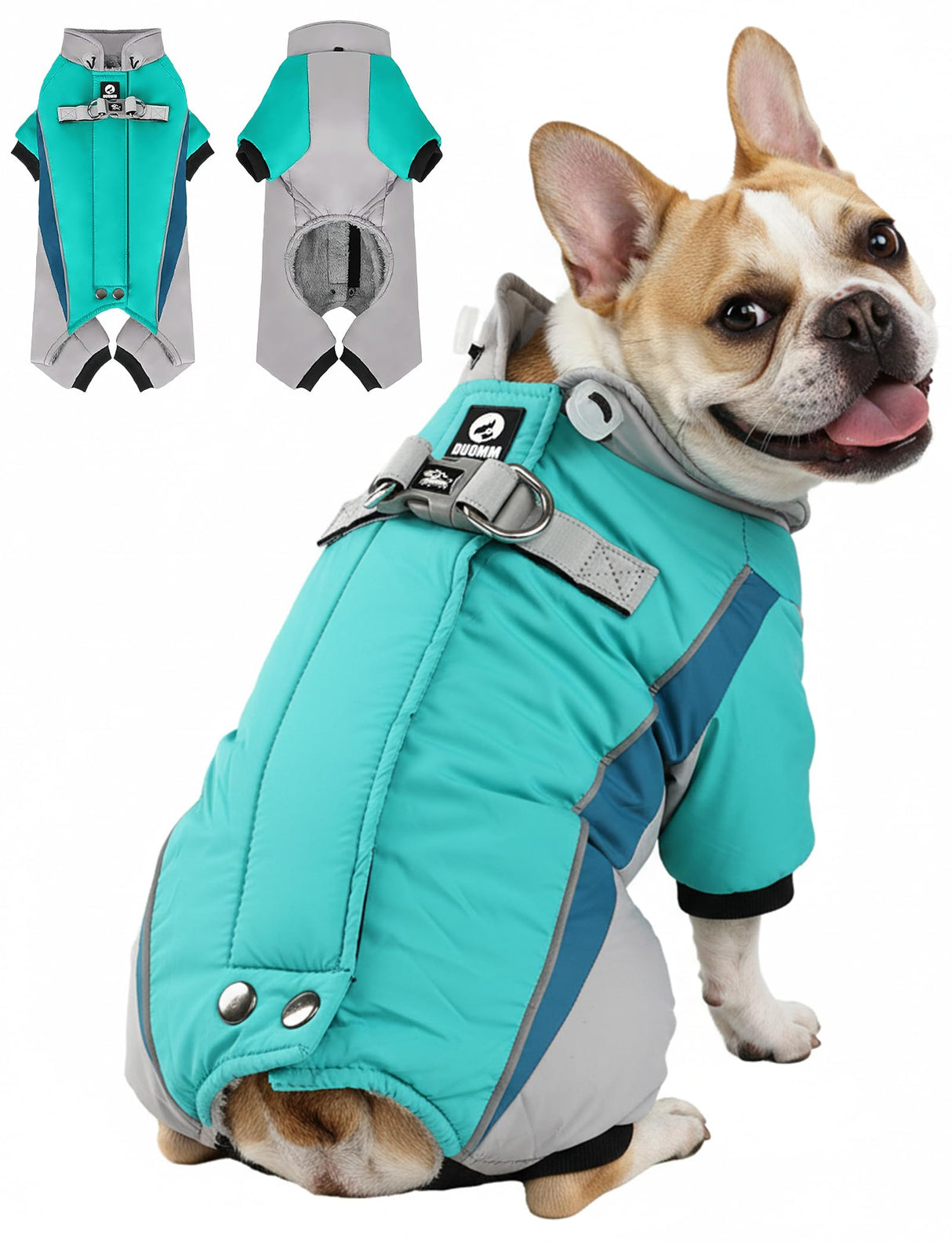 Fullbody Dog Coat Warm Fleece Dog Jacket,4-Legged Reflective Dogs Vest Turtleneck Cold Weather Coat, Waterproof Windproof Puppy Puffer Onesie