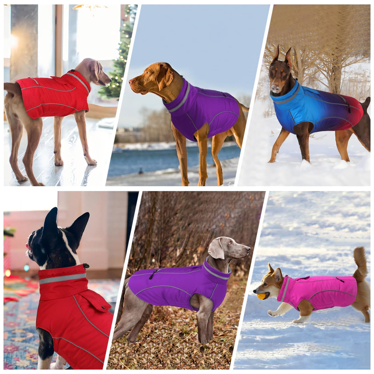 Doglay Waterproof Dog Coat, Reflective Dog Winter Jacket with Pocket & Turtleneck, Warm Puppy Snow Jacket for Small Medium Large Dogs - Pink, XL