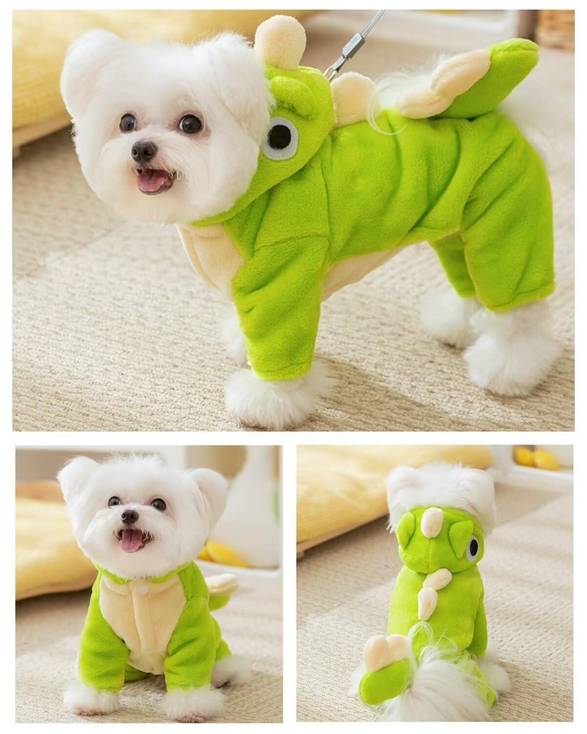 HEY POINT Flannel Cat Costume Warm Dog Hoodie Cute Dinosaur Kitten Clothing Winter Puppy Clothes Soft Pet Hoodie Pet Clothes for Small Cats Dogs Rabbits (Green, S)
