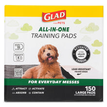 Load image into Gallery viewer, Glad for Pets Black Charcoal Puppy Pads - Super Absorbent Disposable Dog Pee Pads, Potty Training Pads, and Pet Supplies - Dog Pee Pads for Crate Training and Indoor Use 23" x 23" - 150 Count