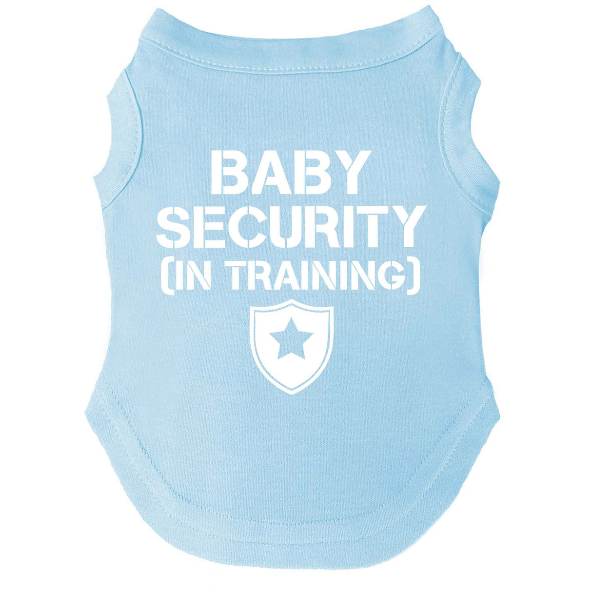 Baby Security in Training Dog Tee Shirt | Sleeveless | Pregnancy Announcement | New Baby | Gender Reveal | Photoshoot (Baby Blue 6XL)