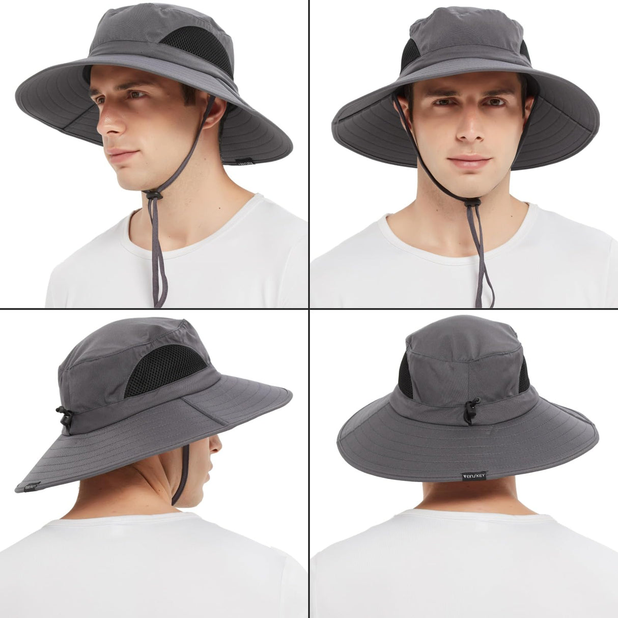 EINSKEY Men's Waterproof Sun Hat, Outdoor Sun Protection Bucket Safari Cap For Safari Fishing Hunting Dark Gray One Size