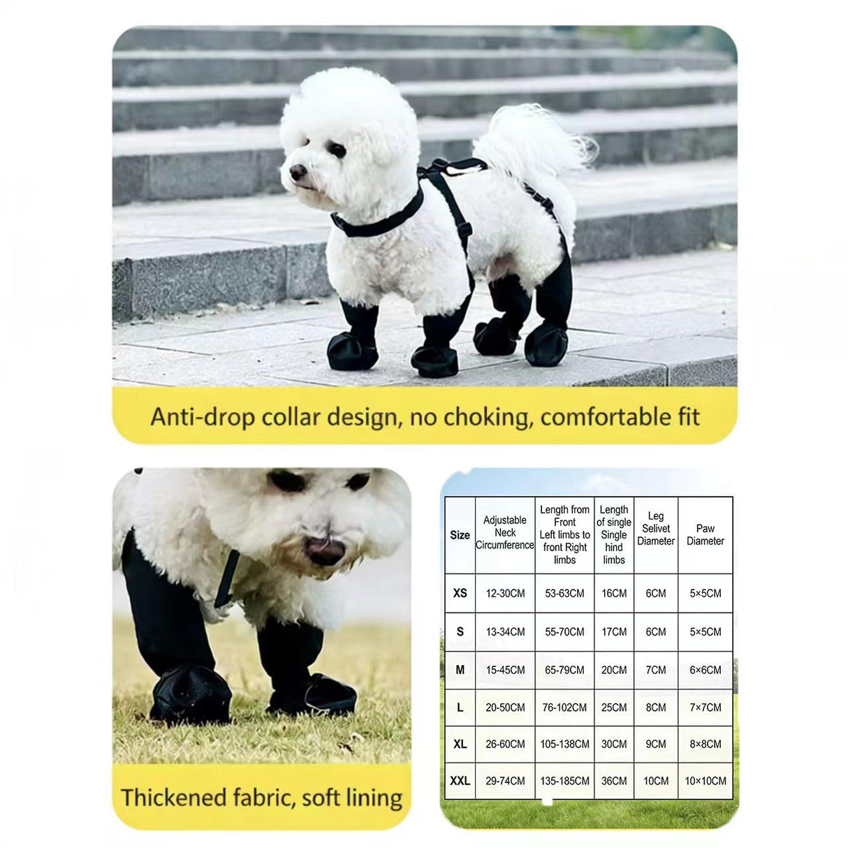 Dog Boots, high top Anti Slip, Anti Fall, Waterproof Dog Shoes, Adjustable Winter Snow Hiking Outdoor Dog Booties.Suitable for Small Medium Dogs Weighing 6-10 kilograms