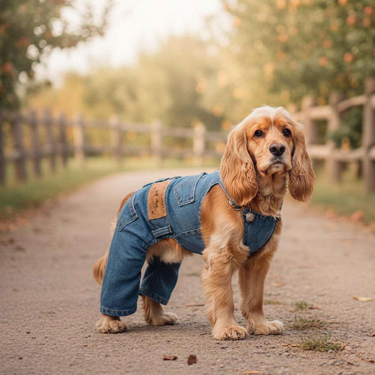 Dog Denim Jumpsuit Costumes Cat Pet Jean Overalls Clothes for Yorkie Bulldog (M, Blue)