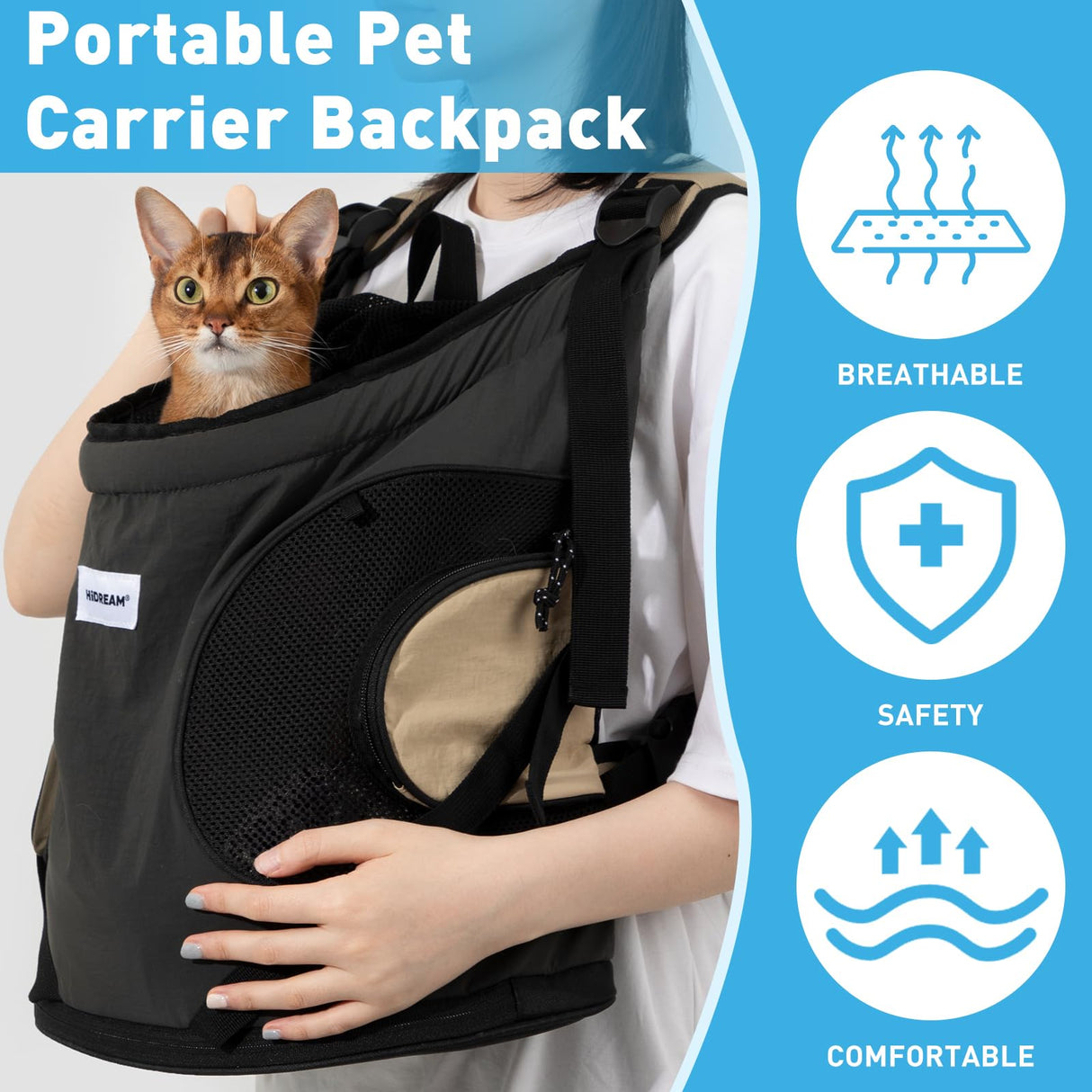 ETIAL Pet Dog Cat Carrier Front Chest Backpack, Hands Free Cross Shoulder Sling Bag with Padded Bottom & Safety Strap for Puppy Kitten Travel Hiking and Outdoor Use (8-18lbs,Grey)