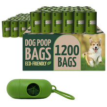 Load image into Gallery viewer, Reli. Biodegradable Dog Poop Bags w/Holder (1200 Count - 80 Rolls Bulk) | Leash Clip Dispenser | 9x13" Large Dog Bags for Poop | Green Eco-Friendly Oxobiodegradable Waste Disposal Refills (Unscented)