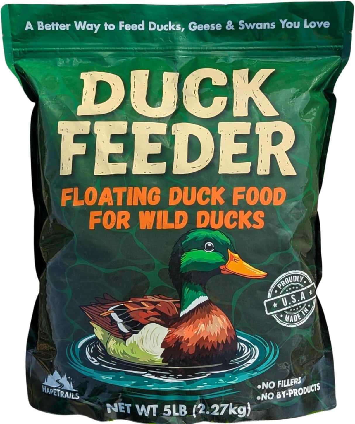 Hapetrails Duck Feeder Floating Duck Food Pellets for Ponds & Parks | Safe Feed for Ducks, Geese & Swans | Floats for Hours | with Niacin | Ditch The Bread, Feed The Revolution (5 lb)