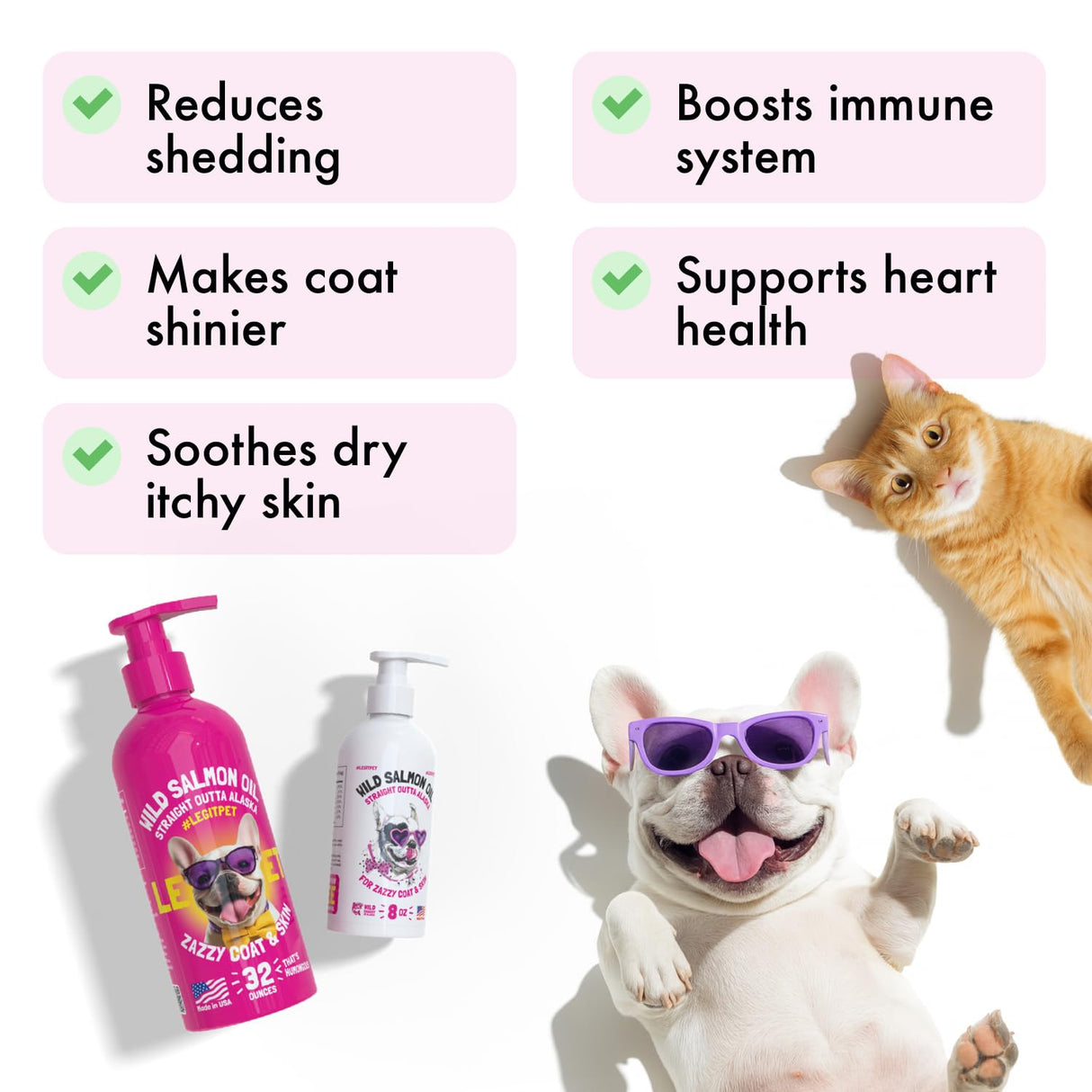 Wild Alaskan Salmon Oil for Dogs & Cats - Pure Fish Omega 3 6 9 Liquid EPA DHA Fatty Acids - Skin & Coat Supplement - Supports Joint Function, Brain, Eye, Immune & Heart Health - Made in USA 32 oz