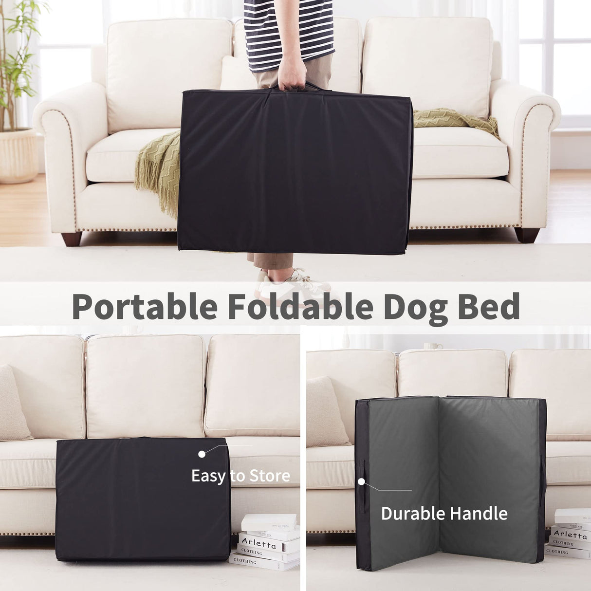 PETABBY Outdoor Dog Bed for Large Dogs, Waterproof & Washable, Foldable & Orthopedic, 41" All Weather