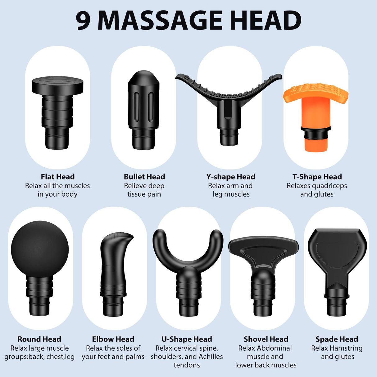 TOLOCO Massage Gun, Muscle Massage Gun Deep Tissue, Percussion Massage Gun with 9 Replacement Heads, Super Quiet Portable Electric Massager for Athletes, Treatment, Relax, Grey