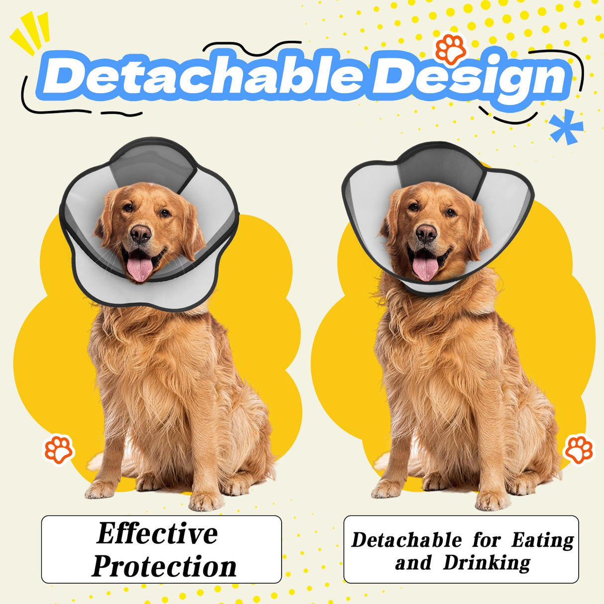 Upgraded Dog Cone Collar for Dogs After Surgery, Adjustable Dog Cone Collar for Large Medium Dogs,Breathable Elizabethan Pet Recovery Collar(Size:XL)