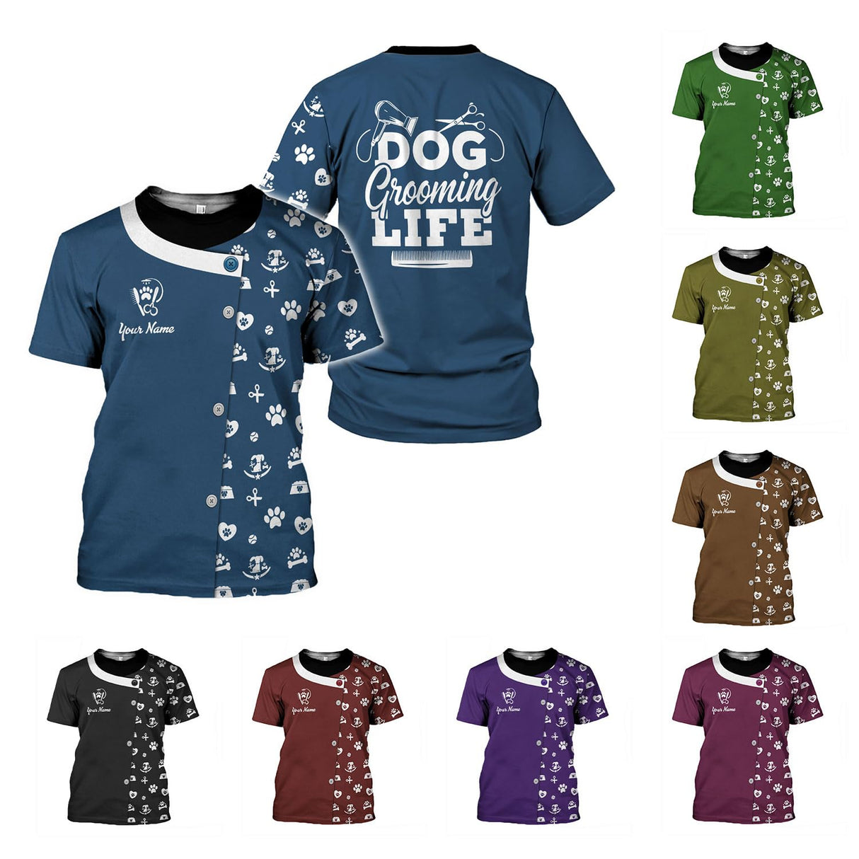 Personalized Dog Groomer 3D Shirt, Dog Grooming Shirt, Pet Grooming Shirt Gift, Dog Groomer Shirts, Grooming Shirts for Women (US, Alpha, Small, 5X-Large, Regular, Regular, 1, DG2)