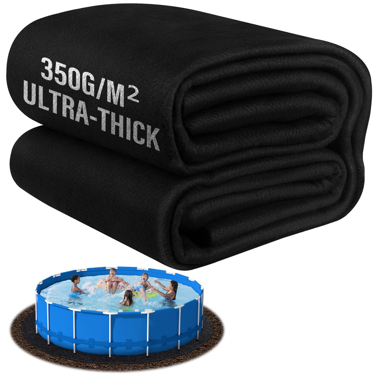 TIXANF 350G/M² Thicker 21FT Pool Liner Pad,Seamless Above Ground Pool Liner,Pre-Cut Heavy Duty Round Pool Liner Pad, Durable Geotextile Material,Puncture Protection,Extend Liner Life(Black)
