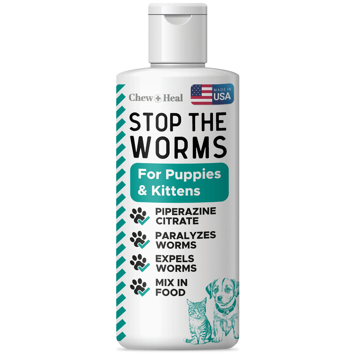 Dog and Cat Dewormer - 12 oz Wormer Liquid to Paralyze and Expel Roundworms - Kitten and Puppy Dewormer