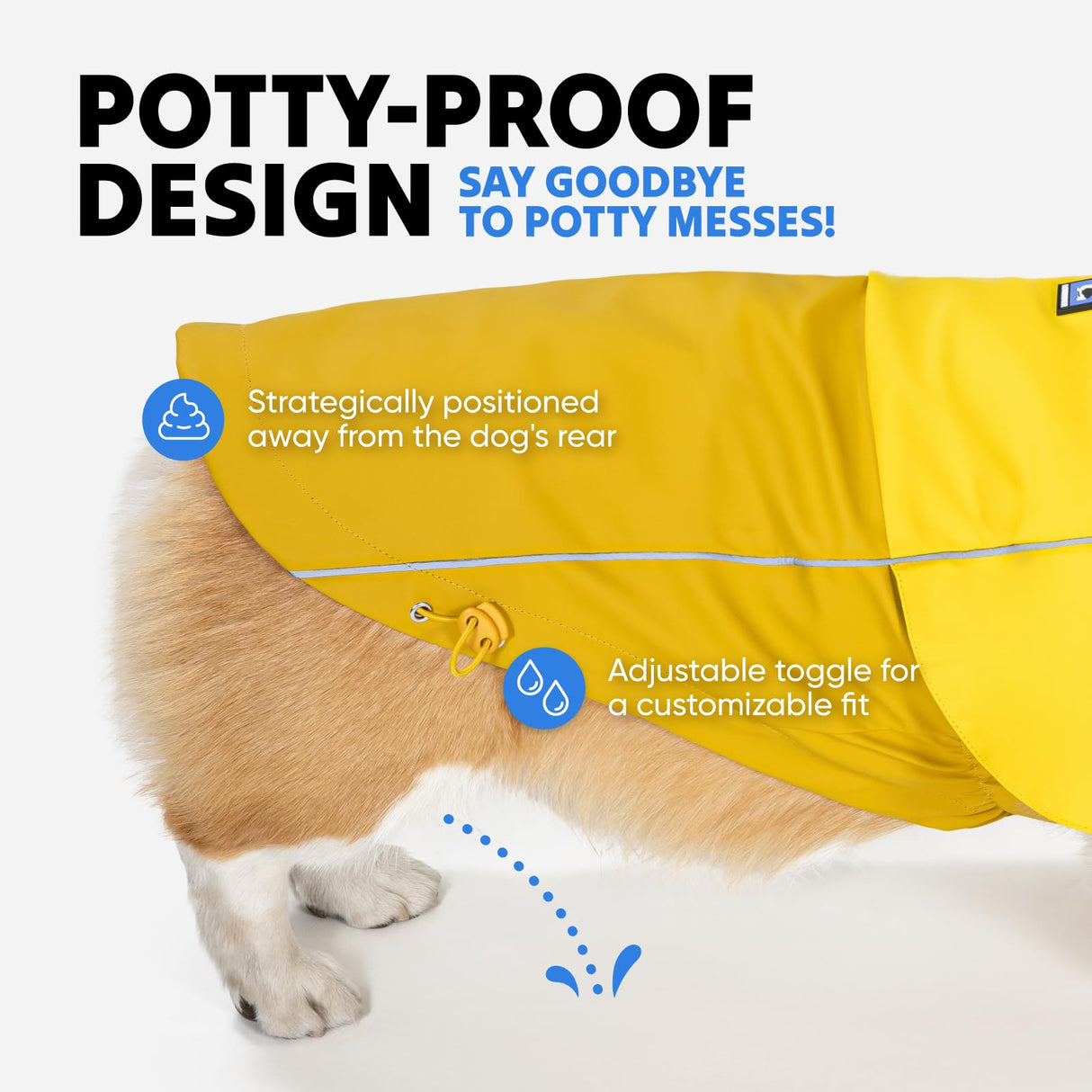 LOWRIDER Dog Raincoat- Adjustable Waterproof, Windproof, and Lightweight All Weather Rain Jacket and Poncho with Reflective Stripes, Yellow (X-Small)