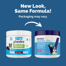 Load image into Gallery viewer, Vetnique Glandex Daily Probiotics for Dogs with Prebiotics to Support Gut Health with Fiber and Digestive Enzymes, Probiotic Chews or Powders (60ct Chews, Bacon Chews)