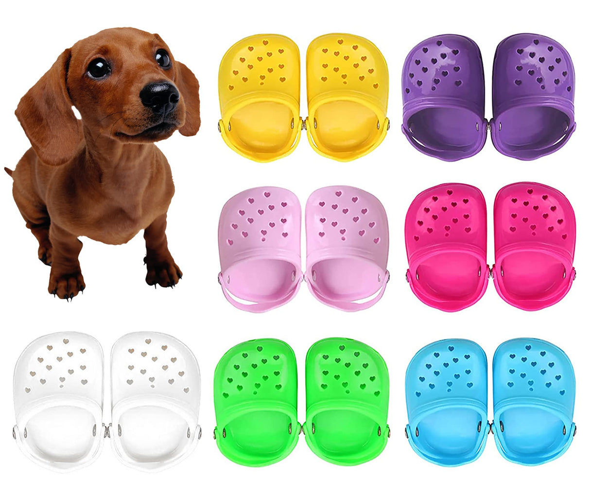 4 PCS Small Dog Sandals, Shoes for Dogs, Candy Colors Dog Sandals for Photo, Doggy Rubber Slipper Shoes Yellow
