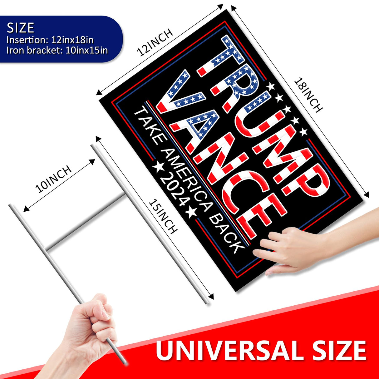 Trump Vance 2024 Yard Signs,18x12In Double-Sided "Trump Vance Make America Great Again" Campaign Signs With H-Stakes Trump Vance Placard Sign For Outdoor Garden Lawn Parade Handheld Rally Decorations