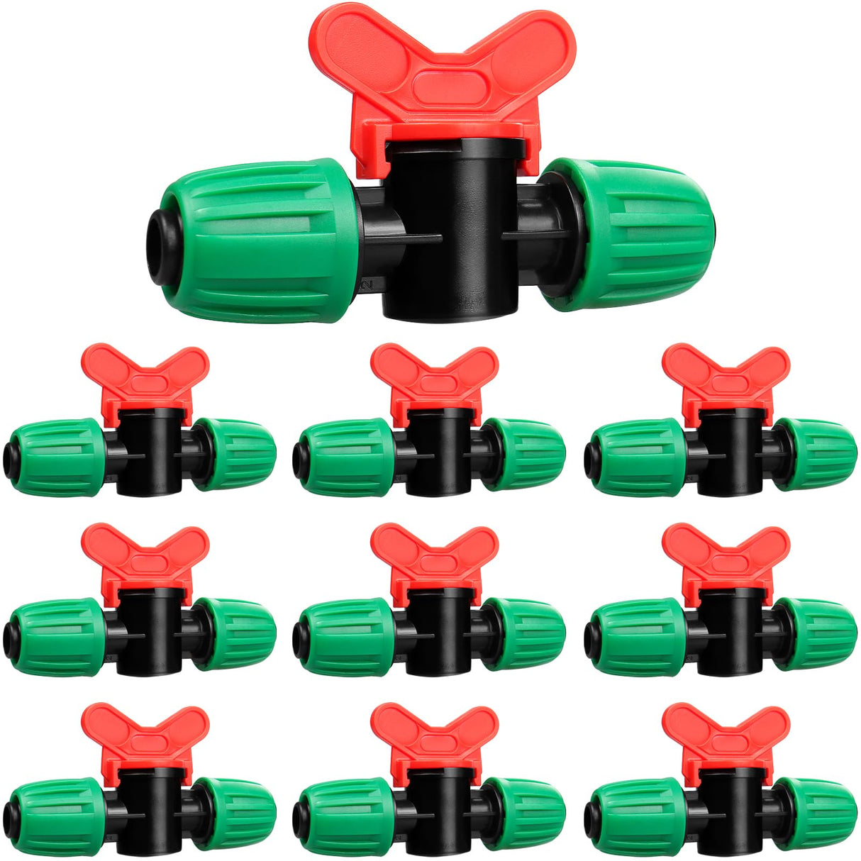 Gardrip 10 Pack Drip Irrigation Valve for 1/2 Inch Drip Tubing (1/2" ID x 0.65" OD):1/2'' In-line Locked Barbed Ball Valve Drip Line Shut Off Valve Parts In Irrigation System for Garden