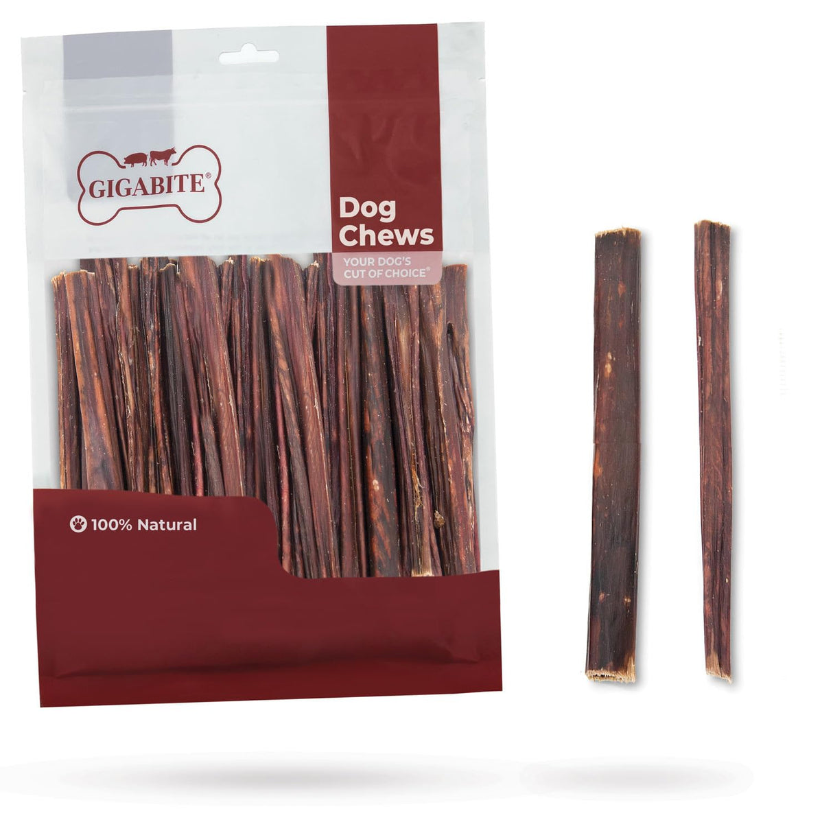 GigaBite Single Ingredient All Natural Free Range Bully Treats and Chews - Bully Sticks/Bladder Sticks/Beef Esophagus by Best Pet Supplies - Esophagus Sticks (6 Inch), Pack of 40