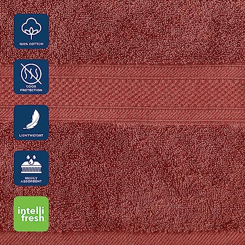CANNON 100% Cotton Low Twist Wash Cloths (13" L x 13" W), 550 GSM, Highly Absorbent, Super Soft and Fluffy (6 Pack, Terracotta)