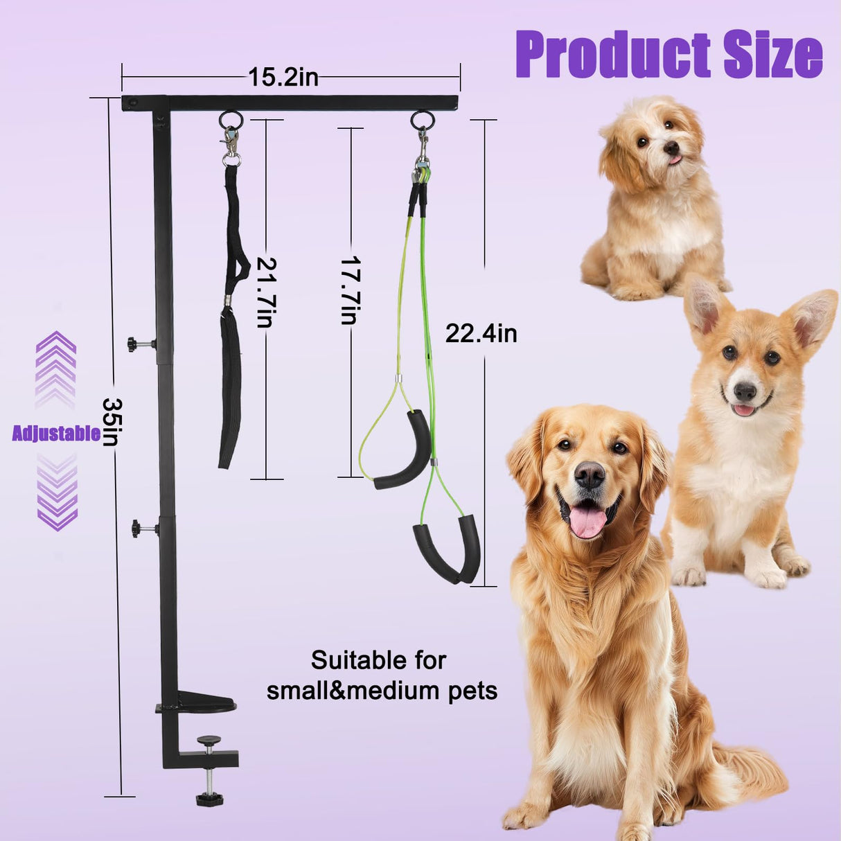 FANXSVL Dog Grooming Arm Kit 26"-40" Height with Harness & Hammock Sling for Small Dogs, Pet Grooming Table Accessory for Nail Trimming, Bathing, Dog Grooming Supplies.