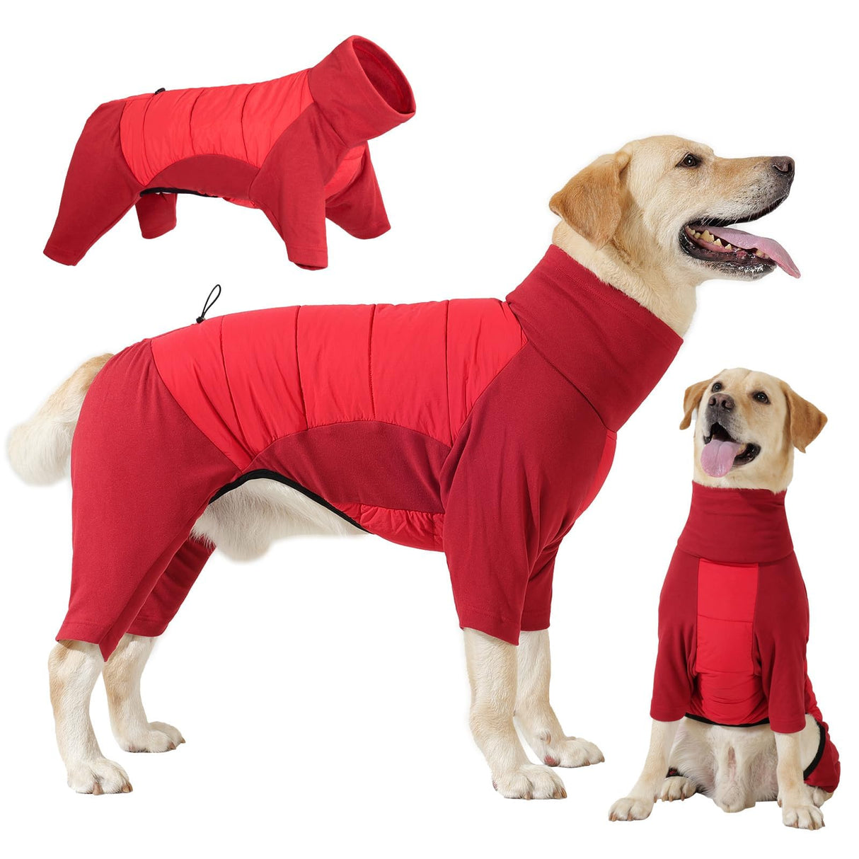 Dotoner Dog Sweater Warm Fleece Pullover Winter Sweatshirt with Turtleneck Leash Opening Waterproof Back Four Leg Cozy Clothes for Medium Large and Small Dogs