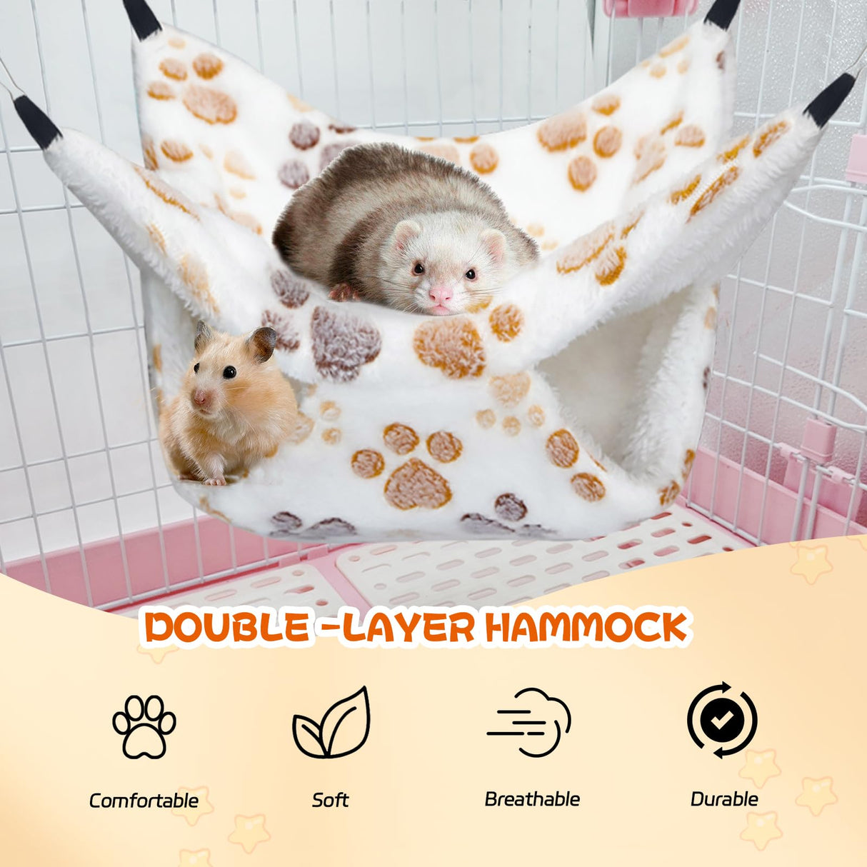 YedsIntu 3 Pcs Guinea Pig Hammock, Rat Ferret Hanging Hammock Guinea Pig Accessories for Small Animals Chinchilla Hamster Parrot Sugar Glider Ferret Squirrel (11"×11")