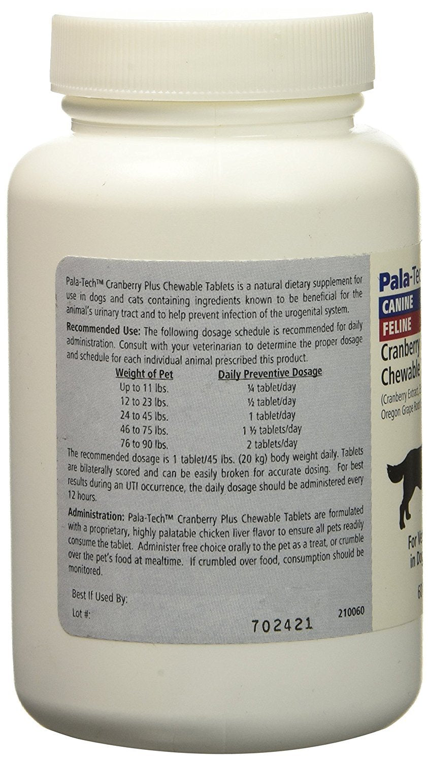 PALA TECH Cranberry Plus 60 Chewable Tablets for Dogs & Cats (Pack of 2)