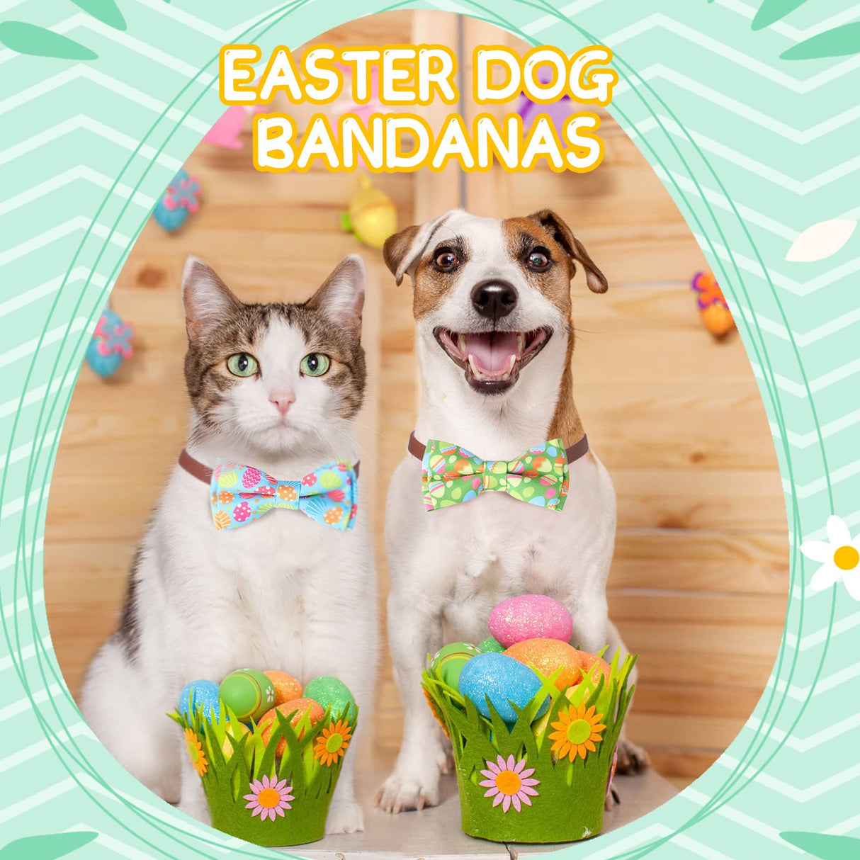 30 Pieces Easter Collar Dog Bow Ties Rabbit Bows for Dogs Ties Attachment with Elastic Bands Collar Detachable Charms for Grooming Accessories Easter Costume
