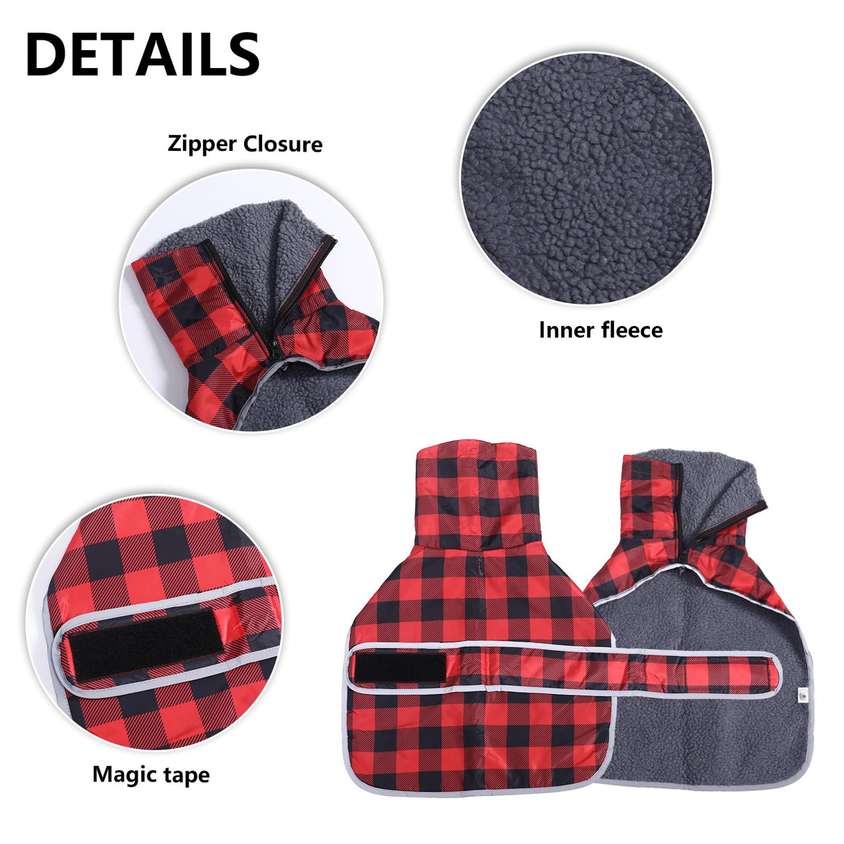 Geyecete Dachshund Winter Coat Grid Waterproof Dog Coats Quilted Dog Jacket Thermal Coat,with Warm Flannel Lining Outdoor-Red-S