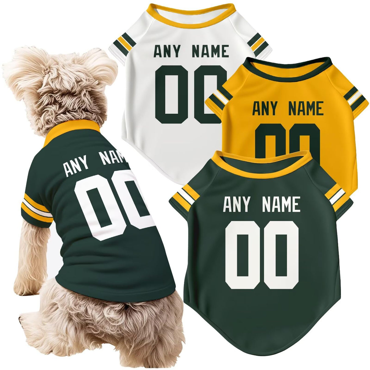 ANTKING Green Bay Dog T-Shirt Jersey Style Pet Clothes Custom Name and Number Gifts
