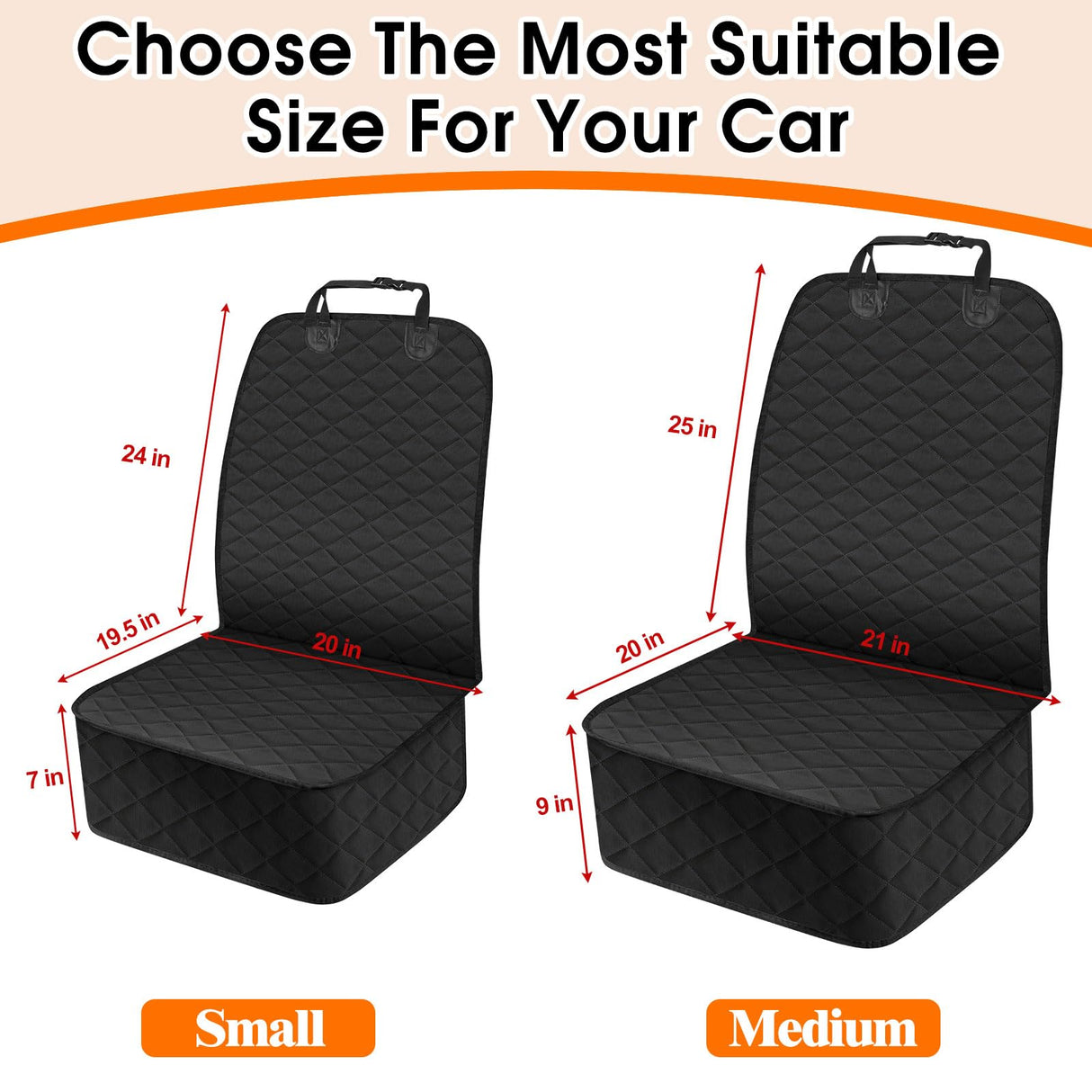 NECKORY 2 Pack Front Dog Seat Cover, Waterproof Car Seat Covers for Dogs Nonslip Scratch-Proof Dog Seat Cover Front Seat Cover for SUV, Sedans,Trucks,Cars - S, Black