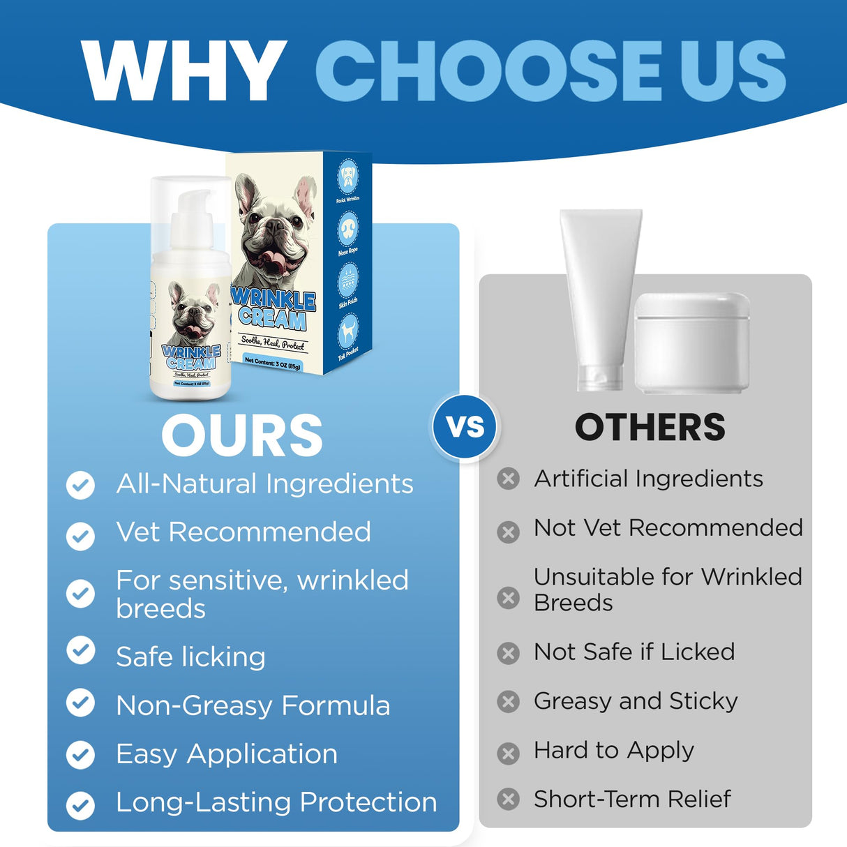 Yibesi Wrinkle Balm for Dog Wrinkles 3 Oz Includes Applicator, Dog Lotion for Dry Itchy Skin Relief, Yeast Infection Treatment, Protects from Cracks & Wounds