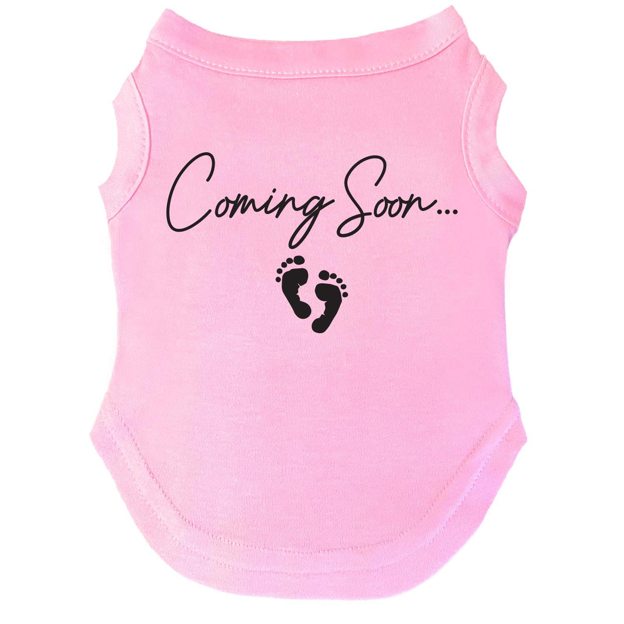 Coming Soon Dog Tee Shirt | Sleeveless | Sizes for All Ages and Breeds | Pregnancy Announcement | Photoshoot Prop | New Baby | Gender Reveal |Baby Pink, 5X-Large 769