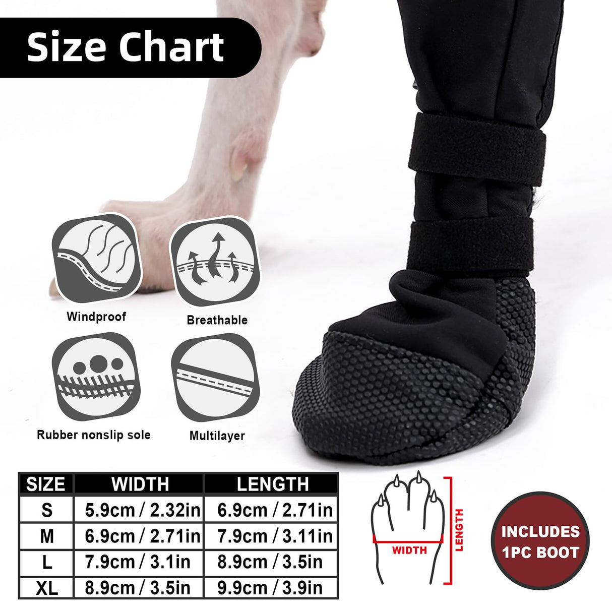 ETIAL Dog Paw Protector Injury & Wound Recovery Boot, Anti-Slip Dog Shoe with Dual Self-Adhesive Straps for Outdoor Walking & Keep Dogs from Licking Wounds (XL, Count, 2)