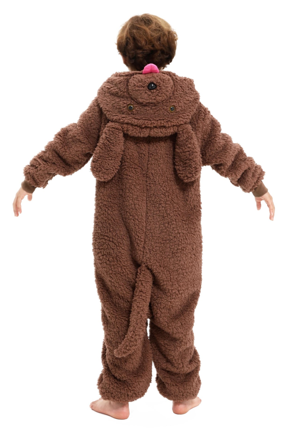 Loiahoer Kids & Teens Poodle Dog Onesie Costume Brown Puppy Dog Halloween Costume Cosplay Costume for Girl and Boy,XS
