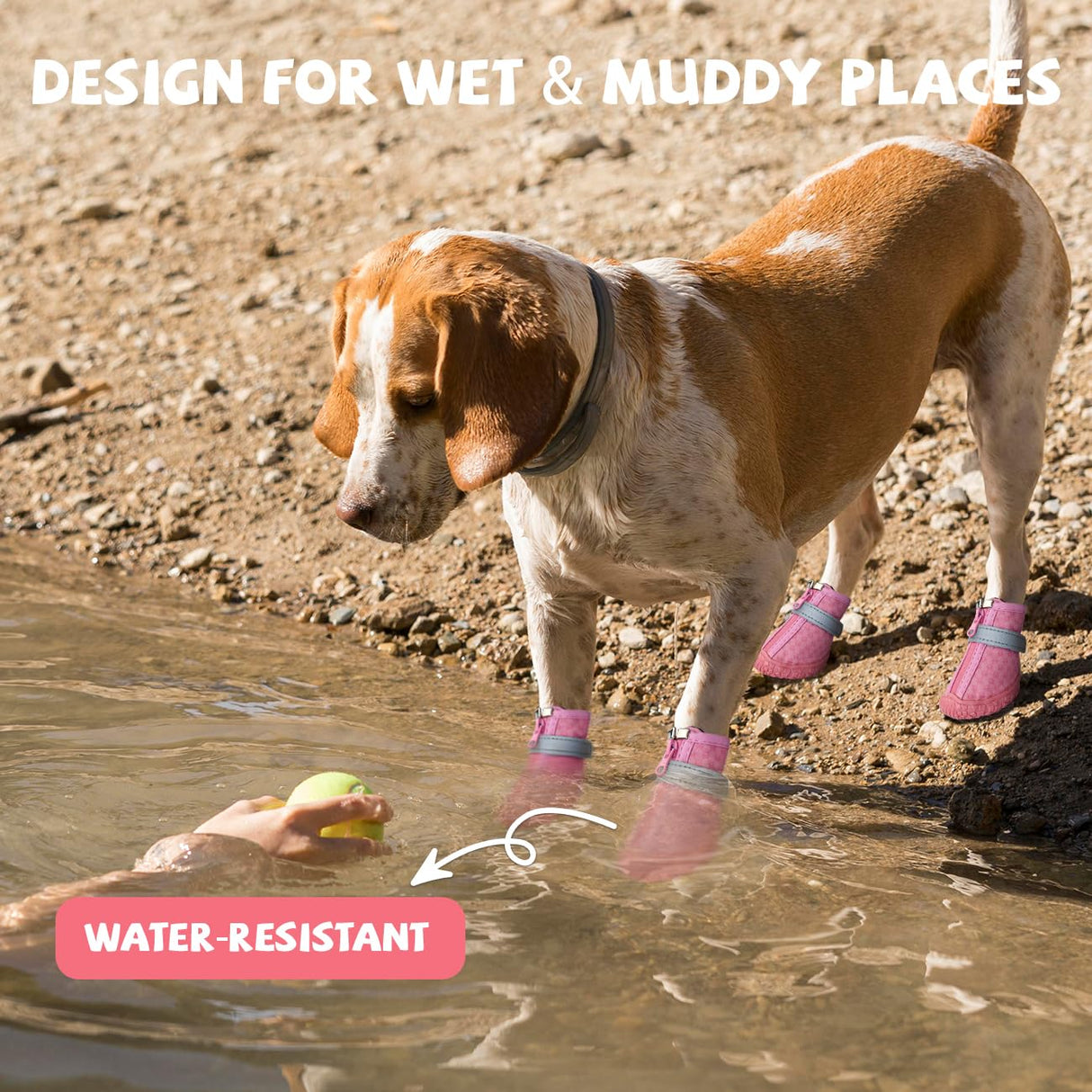 Pink Dog Shoes for Small Dogs, Anti-Slip Dog Boots with Reflective Strips, Puppy Paw Protectors for Ourdoor Indoor Walking Winter Snow Summer Hot Pavement, Waterproof in Rainy Weather 4PCS/Set