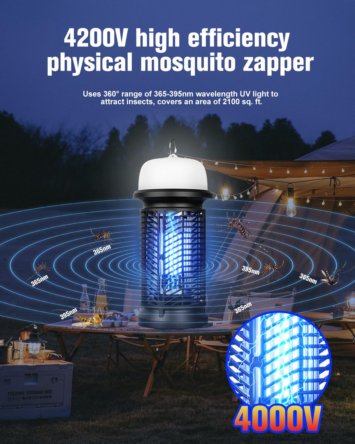 DEEZEE Bug Zapper Outdoor Indoor,Mosquito Zapper with LED Light,4200V Electric Fly Zapper,20W Insect Zapper&Mosquito Killer lamp for Home, Patio, Kitchen, Backyard, Camping, Plug-in