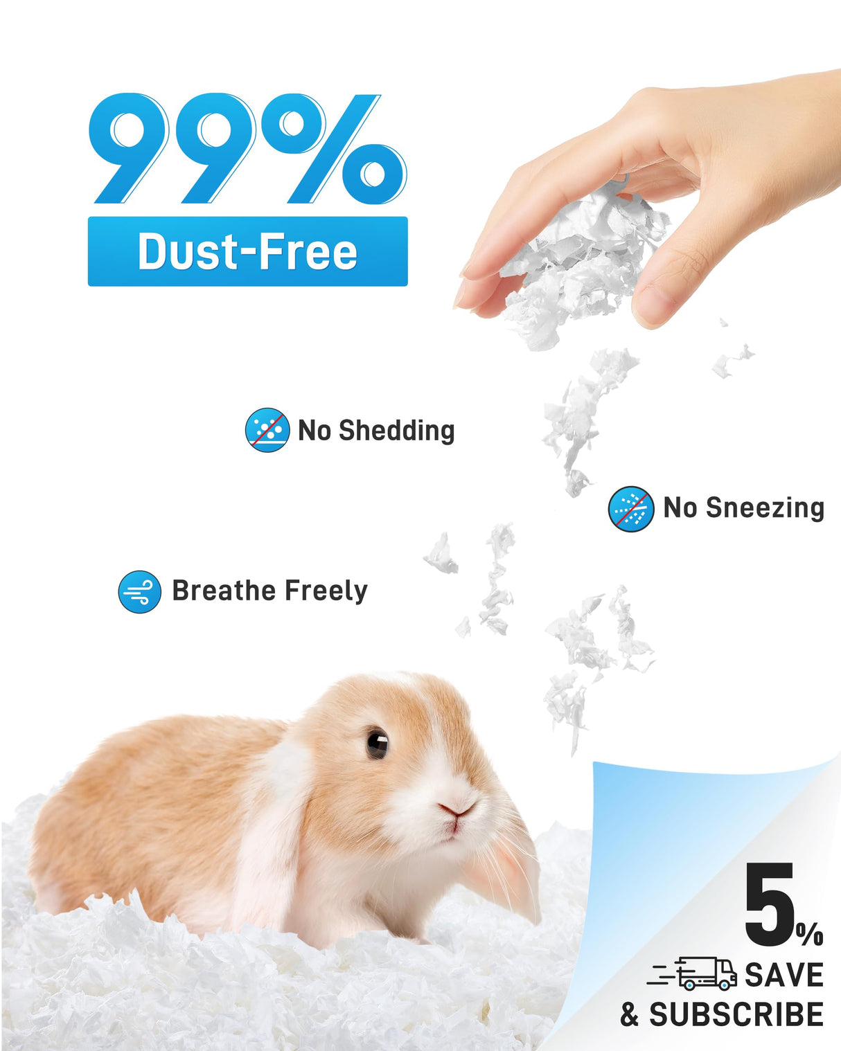 BUCATSTATE Hamster Bedding 70L, 99% Dust-Free Guinea Pig Bedding Odor Control Paper Bedding, Cozy Small Animal Bedding for Rabbit Rat Syrian Dwarf Hamsters Gerbils (White)