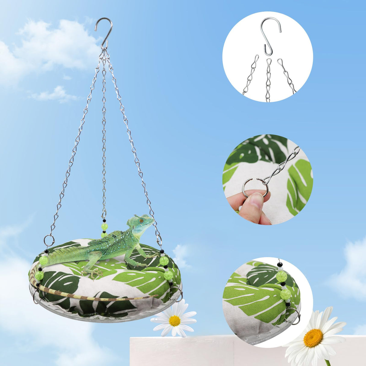 11.8in Reptile Bed,Reptile Hammock Swing Hanging Bed, Lizard Swing Toy, Lizard Bed, Reptile Lounger Terrarium Hanging Hammock for Bearded Dragon Lizard Gecko Chameleon Parrot Hamster Small Pets